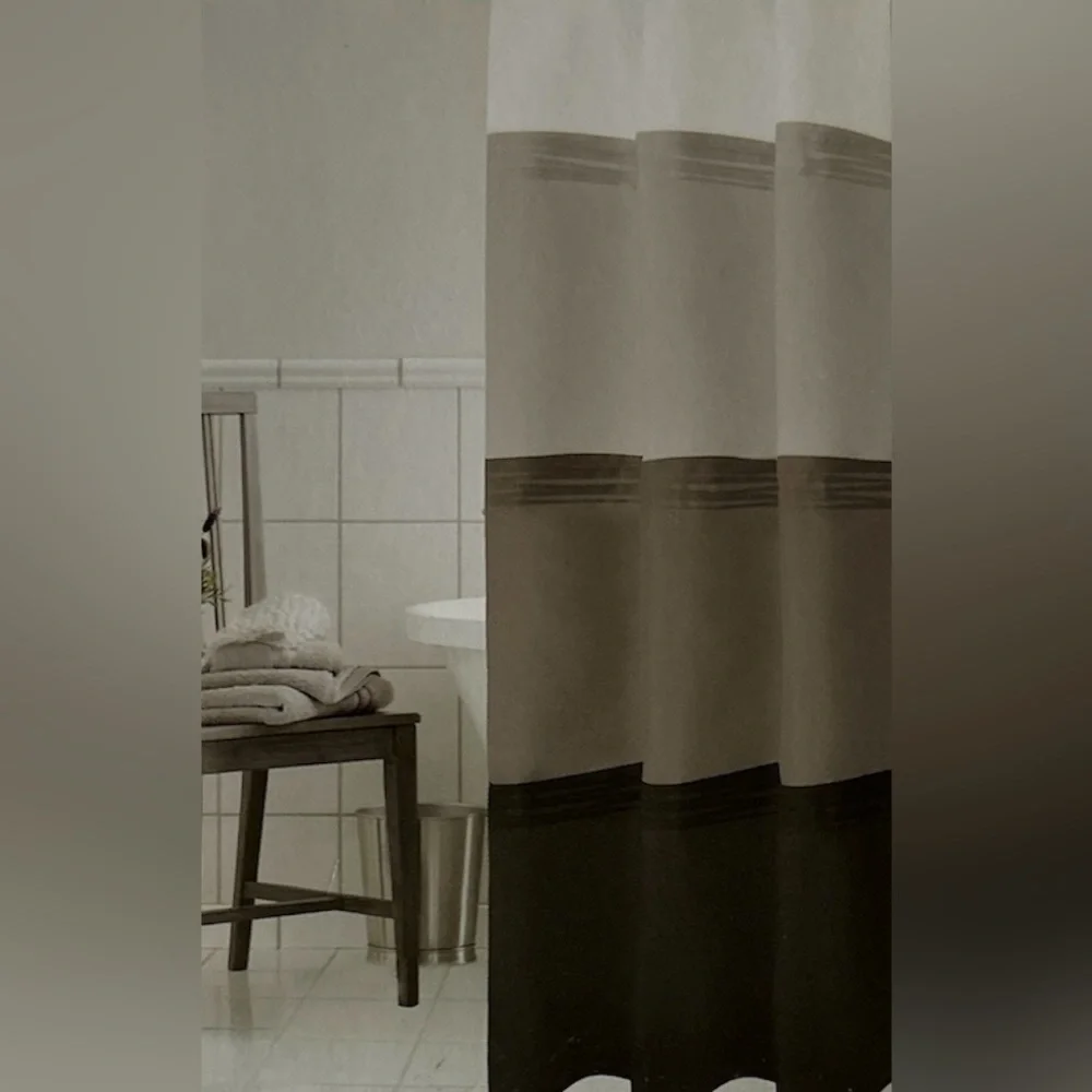 Home Classics Black Pintuck 4 Layer 100% Polyester Easy Care Shower Curtain